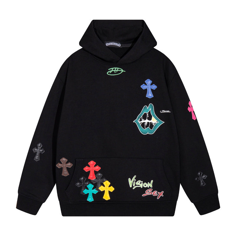 Chrome Hearts Multi Color Cross Cemetery Hoodie Black
