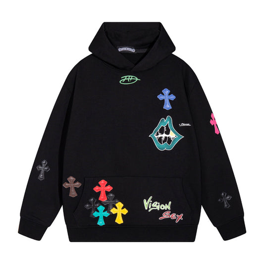 Chrome Hearts Multi Color Cross Cemetery Hoodie Black